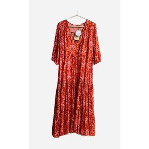 🍂🍁LABEL OF LOVE Floral Red Maxi Dress